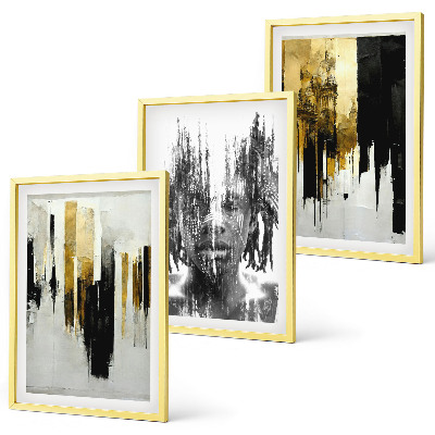 Lot de 3 tableaux pour salon Portraits abstraits contrastés