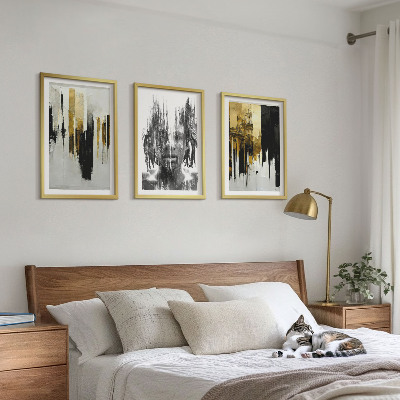Lot de 3 tableaux pour salon Portraits abstraits contrastés