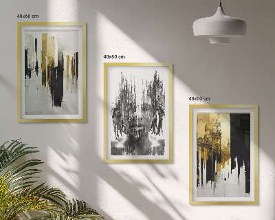 Lot de 3 tableaux pour salon Portraits abstraits contrastés