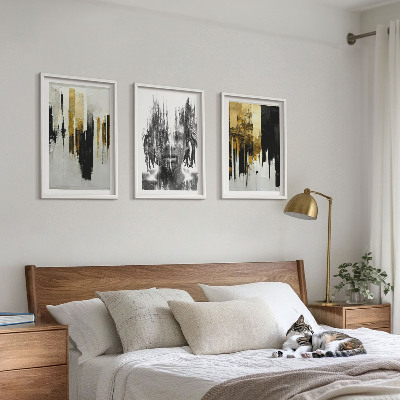 Lot de 3 tableaux pour salon Portraits abstraits contrastés