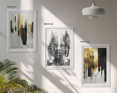 Lot de 3 tableaux pour salon Portraits abstraits contrastés