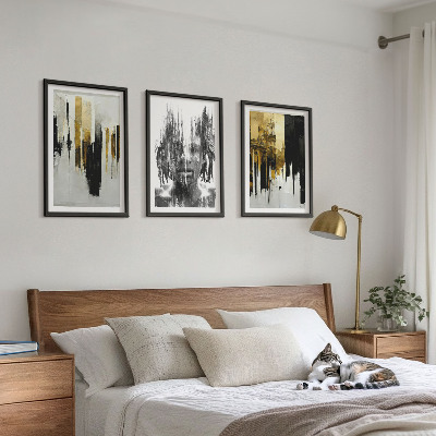 Lot de 3 tableaux pour salon Portraits abstraits contrastés