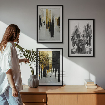 Lot de 3 tableaux pour salon Portraits abstraits contrastés