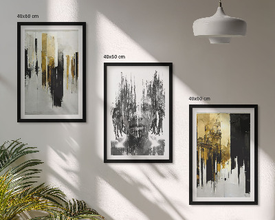 Lot de 3 tableaux pour salon Portraits abstraits contrastés