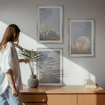 Lot de 3 tableaux pour salon Des oiseaux qui volent dans le ciel