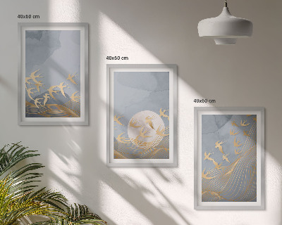Lot de 3 tableaux pour salon Des oiseaux qui volent dans le ciel