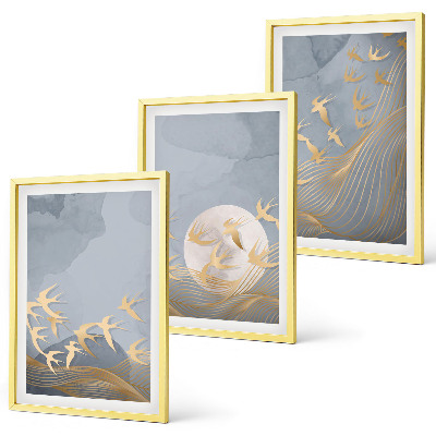 Lot de 3 tableaux pour salon Des oiseaux qui volent dans le ciel
