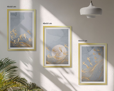 Lot de 3 tableaux pour salon Des oiseaux qui volent dans le ciel