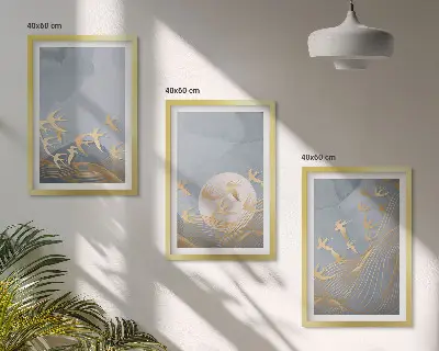 Lot de 3 tableaux pour salon représentant des oiseaux volant dans le ciel