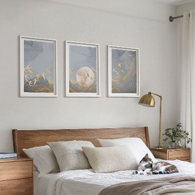 Lot de 3 tableaux pour salon Des oiseaux qui volent dans le ciel
