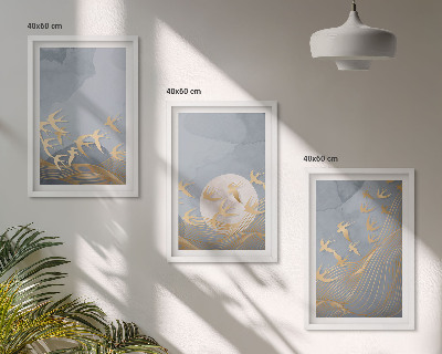 Lot de 3 tableaux pour salon Des oiseaux qui volent dans le ciel