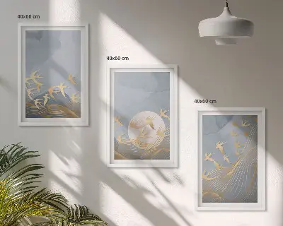 Lot de 3 tableaux pour salon représentant des oiseaux volant dans le ciel