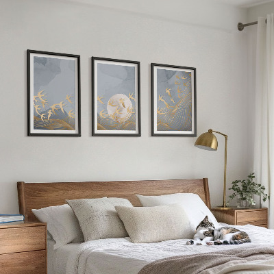 Lot de 3 tableaux pour salon Des oiseaux qui volent dans le ciel