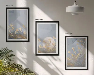 Lot de 3 tableaux pour salon représentant des oiseaux volant dans le ciel