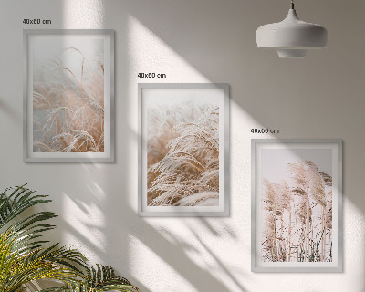 Lot de 3 tableaux pour salon Des champs d'herbe brune et beige