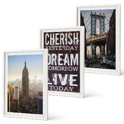 Lot de 3 tableaux pour salon avec citation sur les paysages de New York