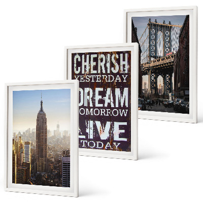 Lot de 3 tableaux pour salon Citation sur les paysages de New York