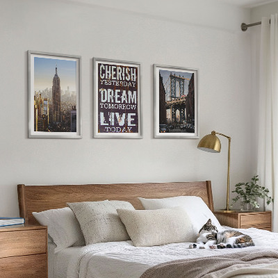 Lot de 3 tableaux pour salon Citation sur les paysages de New York