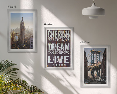 Lot de 3 tableaux pour salon Citation sur les paysages de New York