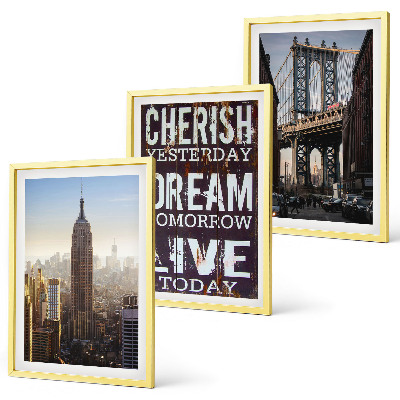 Lot de 3 tableaux pour salon Citation sur les paysages de New York