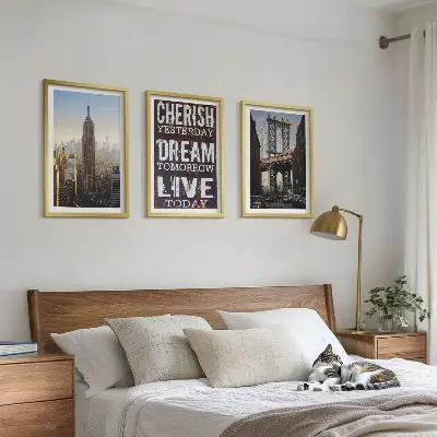 Lot de 3 tableaux pour salon avec citation sur les paysages de New York