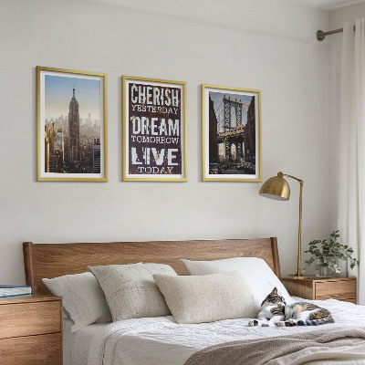 Lot de 3 tableaux pour salon Citation sur les paysages de New York