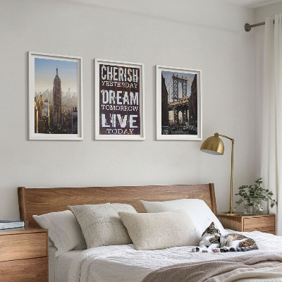 Lot de 3 tableaux pour salon Citation sur les paysages de New York