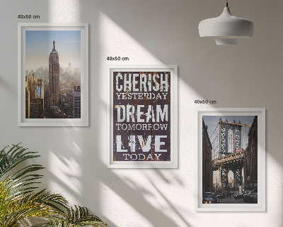 Lot de 3 tableaux pour salon Citation sur les paysages de New York
