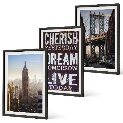 Lot de 3 tableaux pour salon Citation sur les paysages de New York