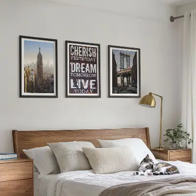 Lot de 3 tableaux pour salon avec citation sur les paysages de New York