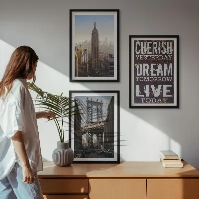 Lot de 3 tableaux pour salon avec citation sur les paysages de New York