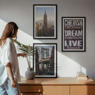 Lot de 3 tableaux pour salon Citation sur les paysages de New York