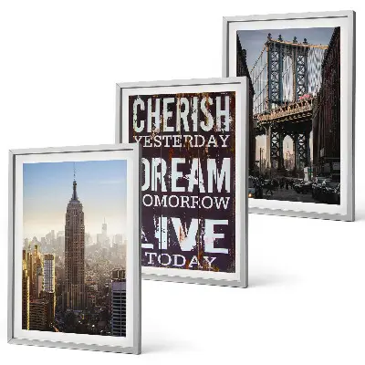 Lot de 3 tableaux pour salon avec citation sur les paysages de New York