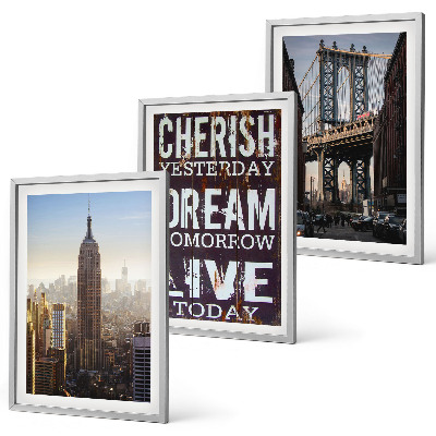 Lot de 3 tableaux pour salon Citation sur les paysages de New York