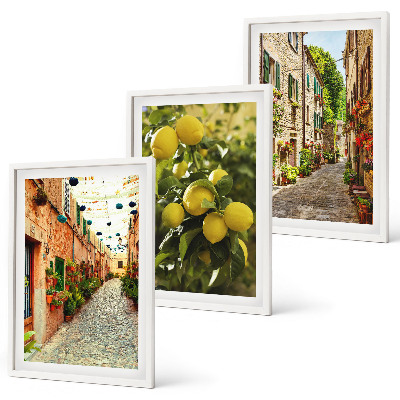 Cadre photo mural Rues avec des fleurs de citronnier en arrière-plan