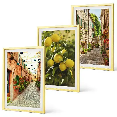 Cadre photo mural représentant des rues avec des fleurs de citronnier en arrière-plan