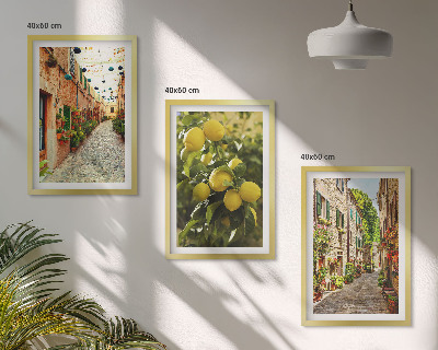 Cadre photo mural Rues avec des fleurs de citronnier en arrière-plan