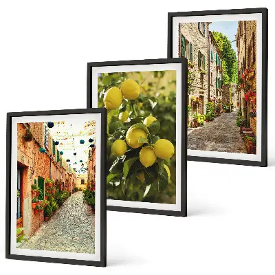 Cadre photo mural représentant des rues avec des fleurs de citronnier en arrière-plan
