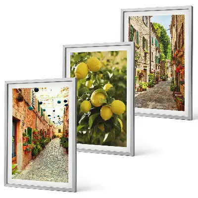 Cadre photo mural représentant des rues avec des fleurs de citronnier en arrière-plan