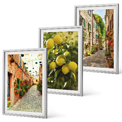 Cadre photo mural Rues avec des fleurs de citronnier en arrière-plan