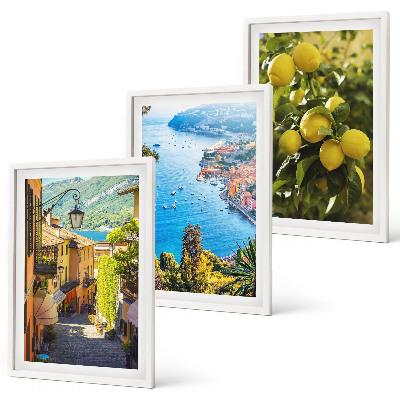 Lot de 3 tableaux pour salon Rues du bord de mer, mer de citrons