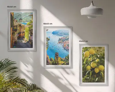 Tableaux Rues du bord de mer et mer de citrons lot de 3 décorations murales pour salon