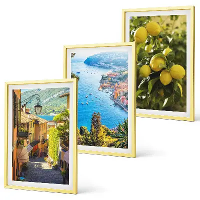 Tableaux Rues du bord de mer et mer de citrons lot de 3 décorations murales pour salon