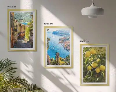 Tableaux Rues du bord de mer et mer de citrons lot de 3 décorations murales pour salon