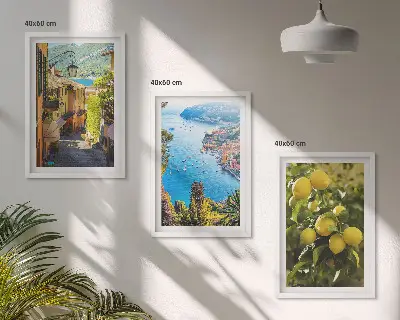 Tableaux Rues du bord de mer et mer de citrons lot de 3 décorations murales pour salon