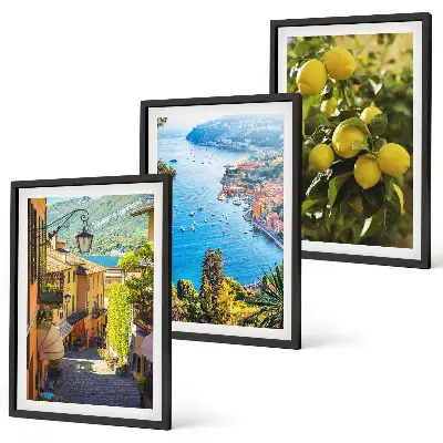 Tableaux Rues du bord de mer et mer de citrons lot de 3 décorations murales pour salon