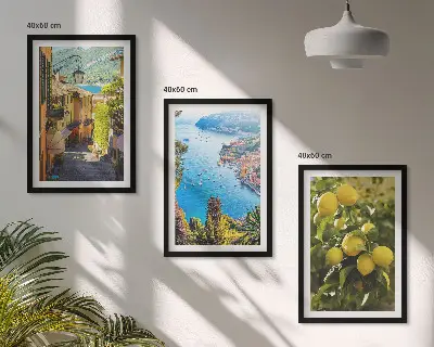 Tableaux Rues du bord de mer et mer de citrons lot de 3 décorations murales pour salon