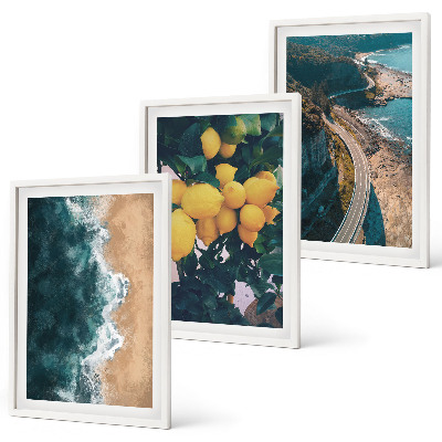 Cadre photo mural Plage de mer citrons montagnes