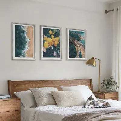 Cadre photo mural plage avec mer citrons et montagnes