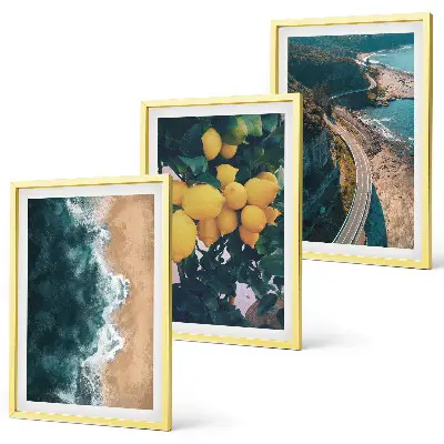 Cadre photo mural plage avec mer citrons et montagnes